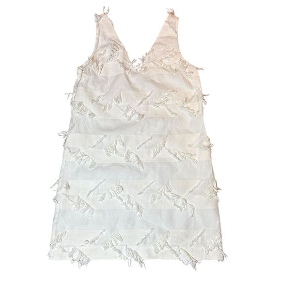 Maeve Anthropologie White fringe dress size 8 EUC - Picture 1 of 11